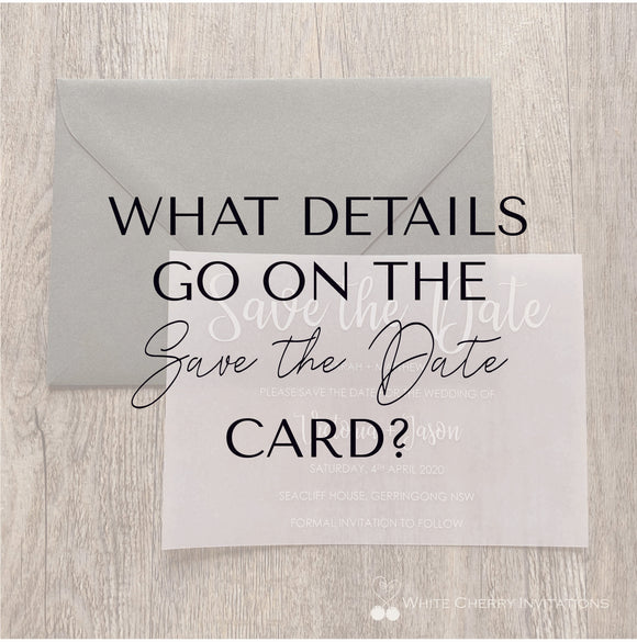 What details go on the save the date card?