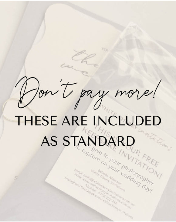 Don't pay more for wedding stationery! These are included as standard.