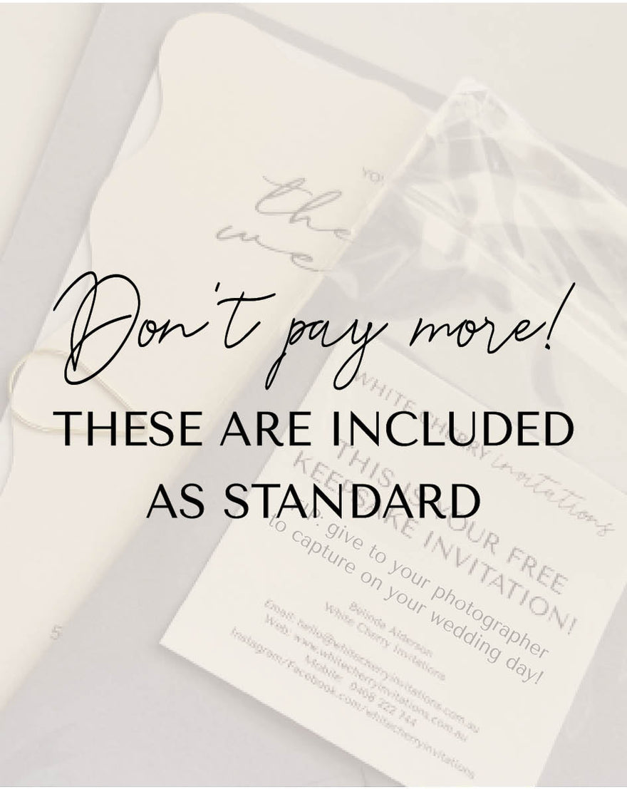Don't pay more for wedding stationery! These are included as standard.