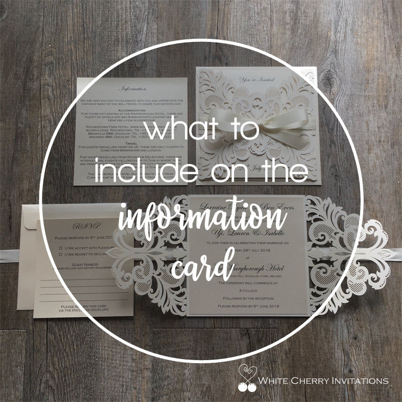 What to include on an information card - White Cherry Invitations