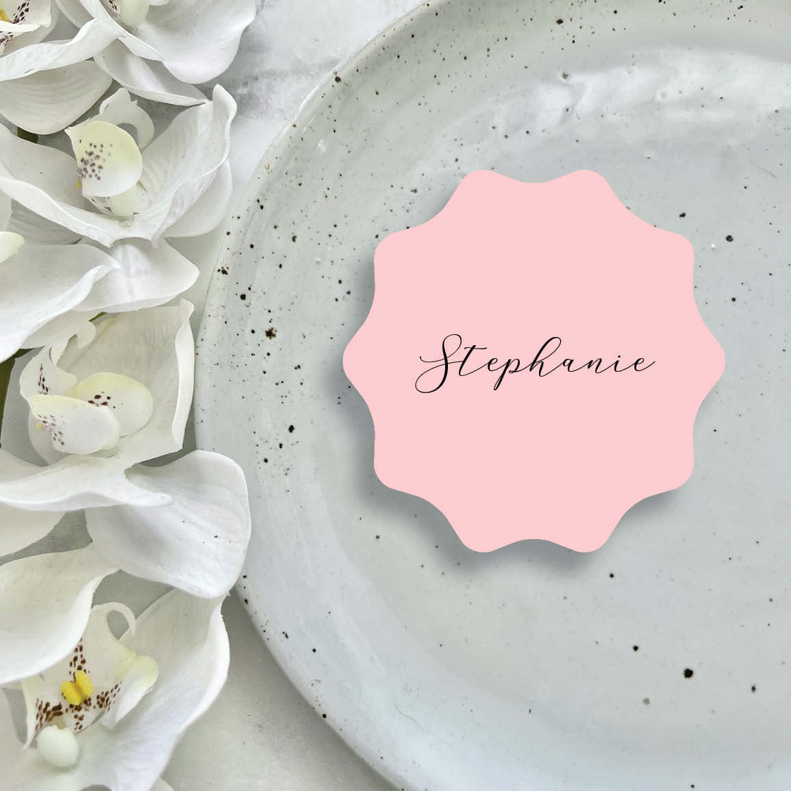 Invitations Abstract Ripple Ripple Wavy Scalloped Place Cards | White Cherry Invitations | Ripple ...
