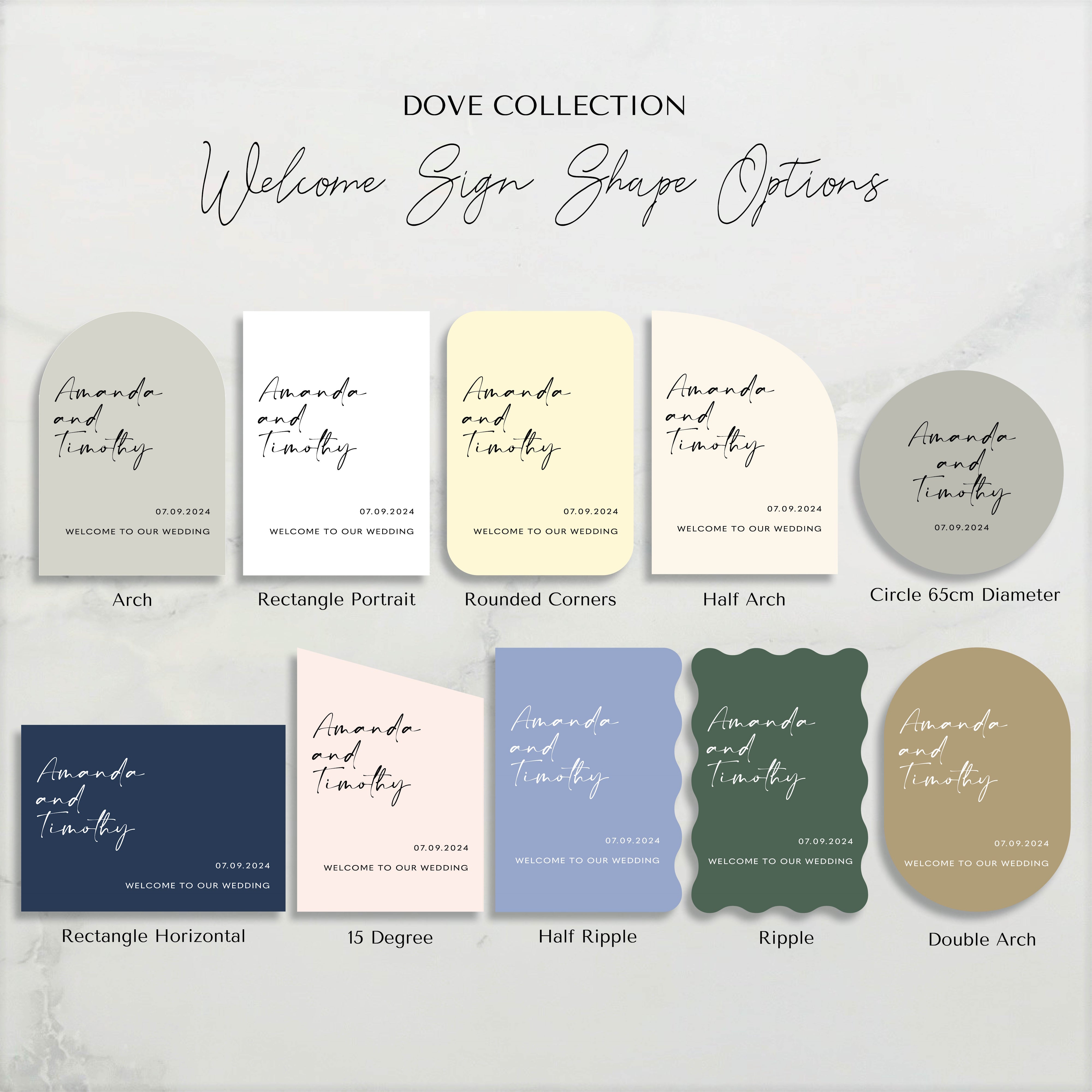 Welcome Sign Shape DOVE - WELCOME SIGN - White Cherry Invitations