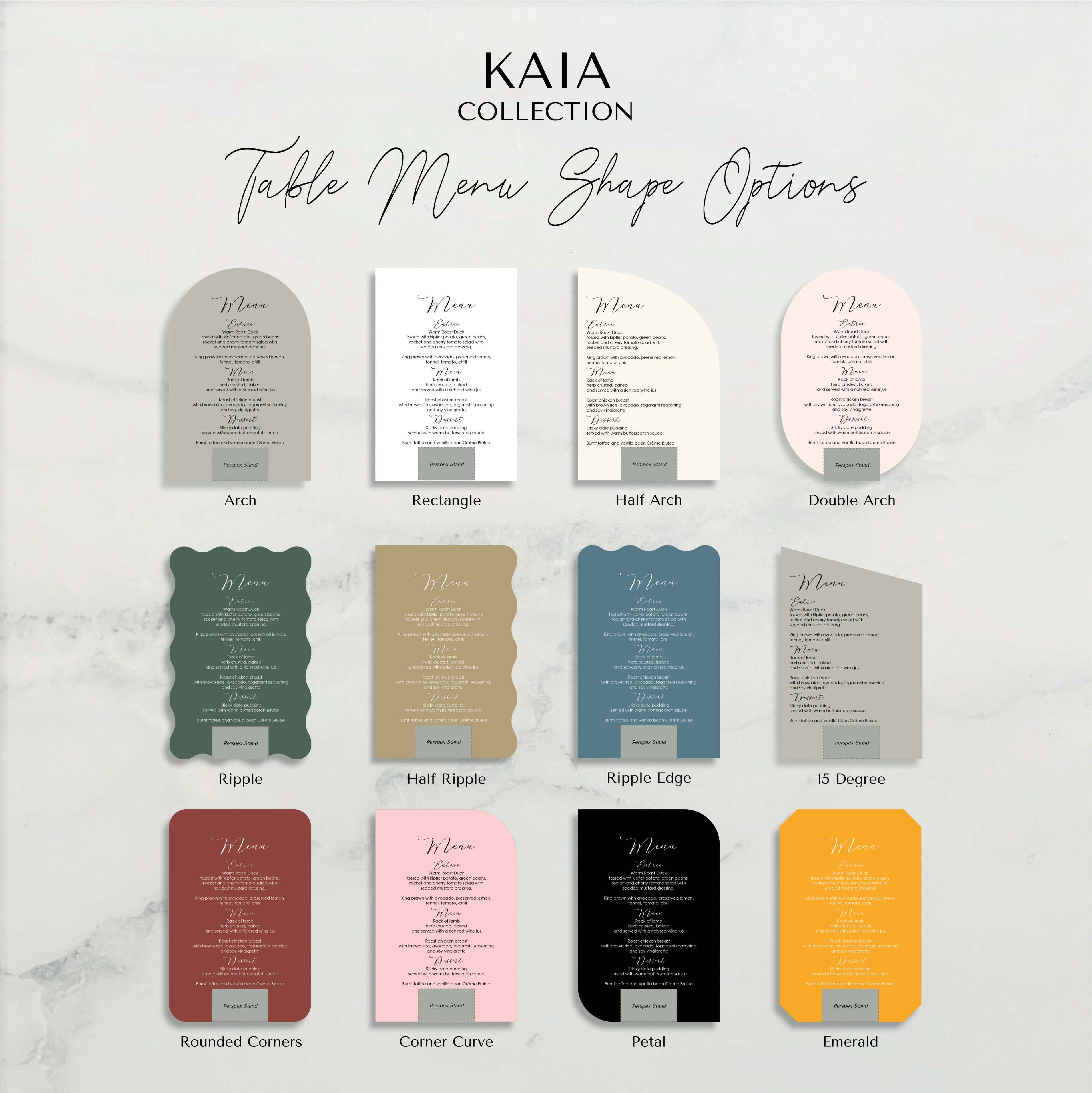 Standard wedding menu size | Honestweddingadvice.com