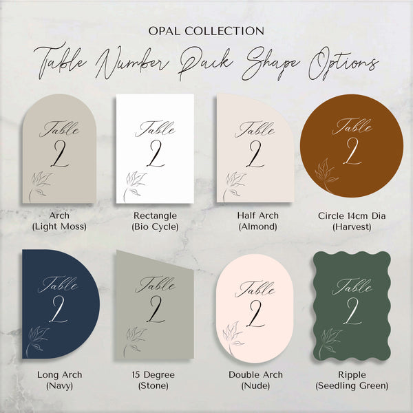 OPAL - TABLE NUMBER PACK - White Cherry Invitations