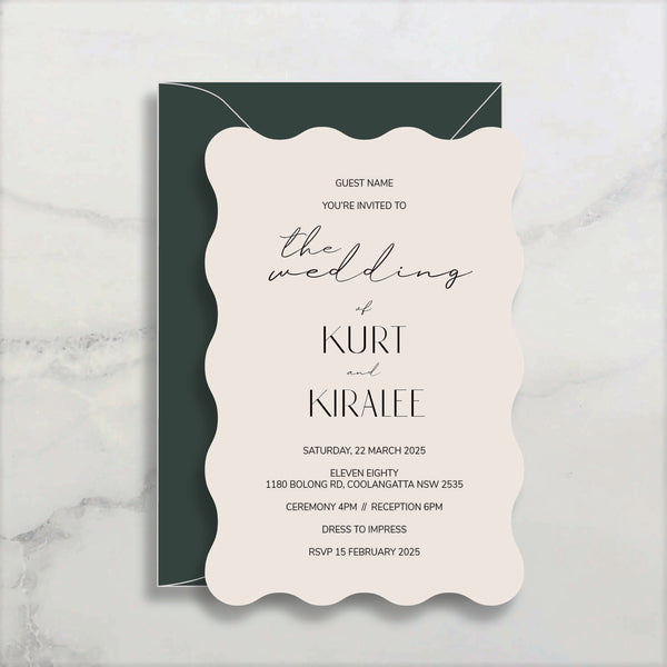Invitations Abstract Ripple CAPRI - INVITATION - White Cherry Invitations